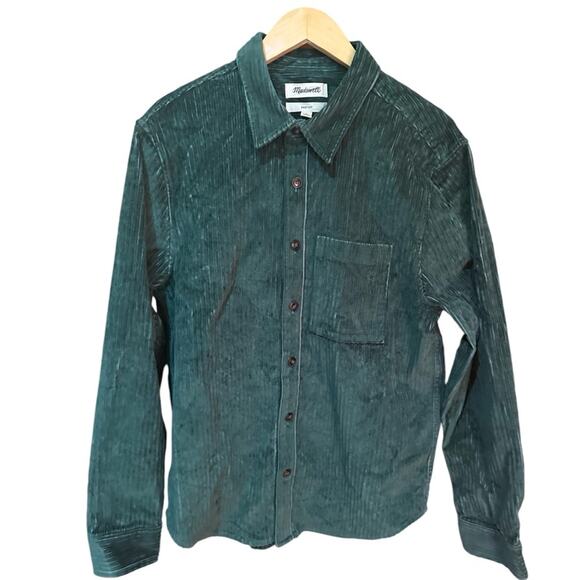 Madewell Men’s Corduroy Easy Long Sleeve Shirt Green Medium NWT - Picture 4 of 9